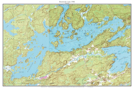 Burntside Lake Fishing Map Burntside Lake 1986 Usgs Old Topographic Map Custom | Etsy Australia