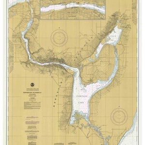Keweenaw Waterway, Torch Lake, Portage Entry & River 1983 - Lake Superior - Michigan Nautical Map Reprint  - Harbors small 944