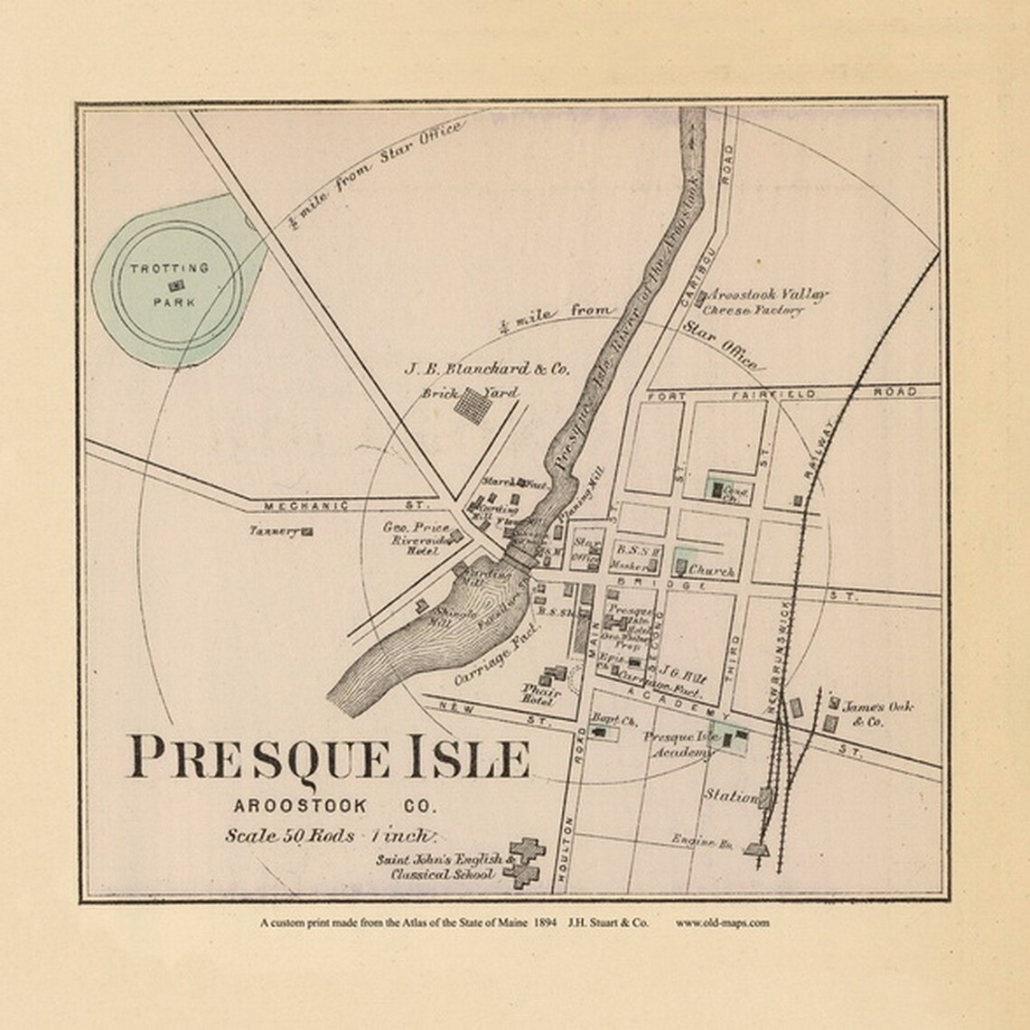 Presque Isle 1894 Old Map Reprint Maine State Atlas Stuart Etsy