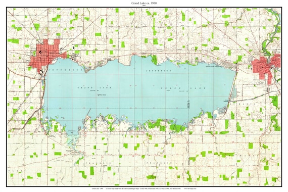 Grand Lake St Marys Map Grand Lake 1960 Old Topographic Map Usgs Celina St Marys | Etsy Australia
