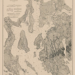 Blue Hill Bay Maine 1885 Nautical Map  Harbors 4 307 Reprint