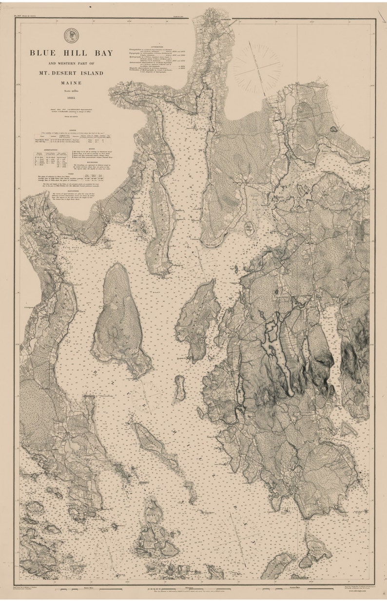 Blue Hill Bay Maine 1885 Nautical Map Harbors 4 307 Reprint Etsy UK