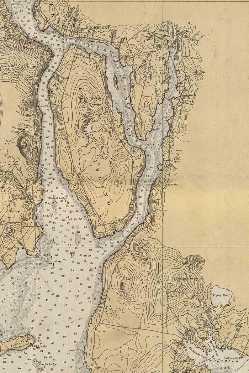 Penobscot River and Belfast Bay Maine 1932 Old Nautical Map Etsy