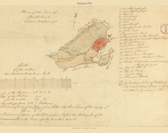 Marblehead 1795 - Town Plan - Old Roads Reprint, Massachusetts Archives - MA