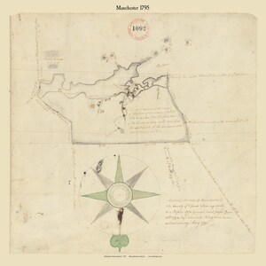 Manchester 1795 - Town Plan - Old Roads Reprint, Massachusetts Archives - MA