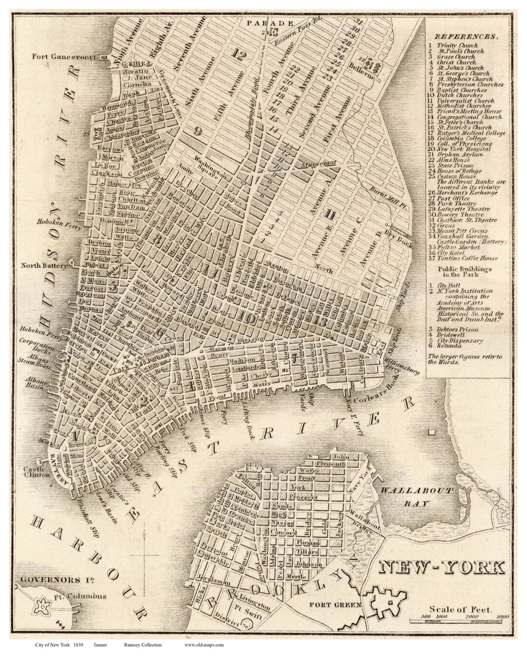 【限定品】 Reprint - Tanner by Map 1839 - City York New NYC Etsy - 古地図