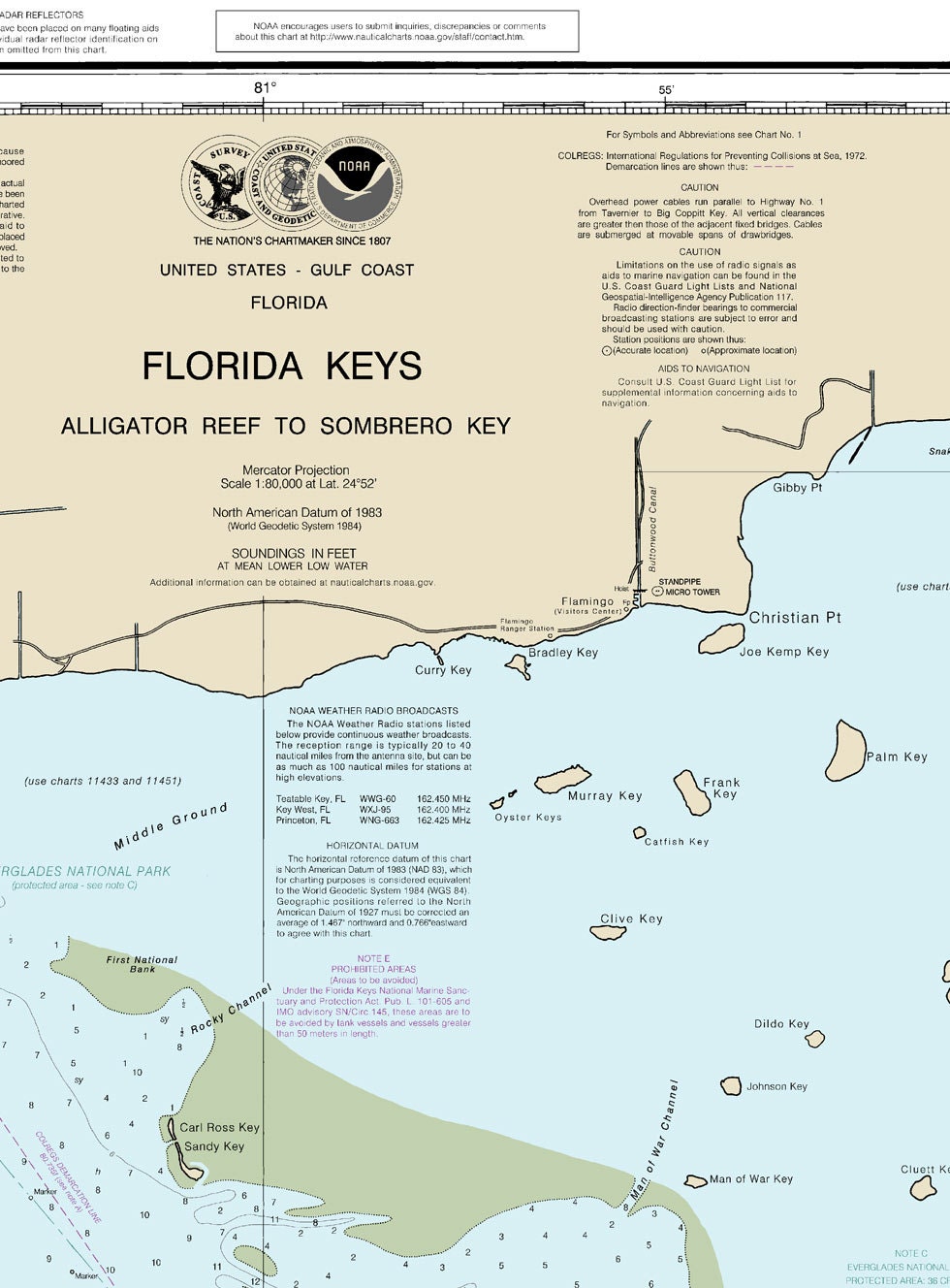 Florida Keys - Alligator Reef to Sombrero Key 2014 - Nautical Map Vaca ...
