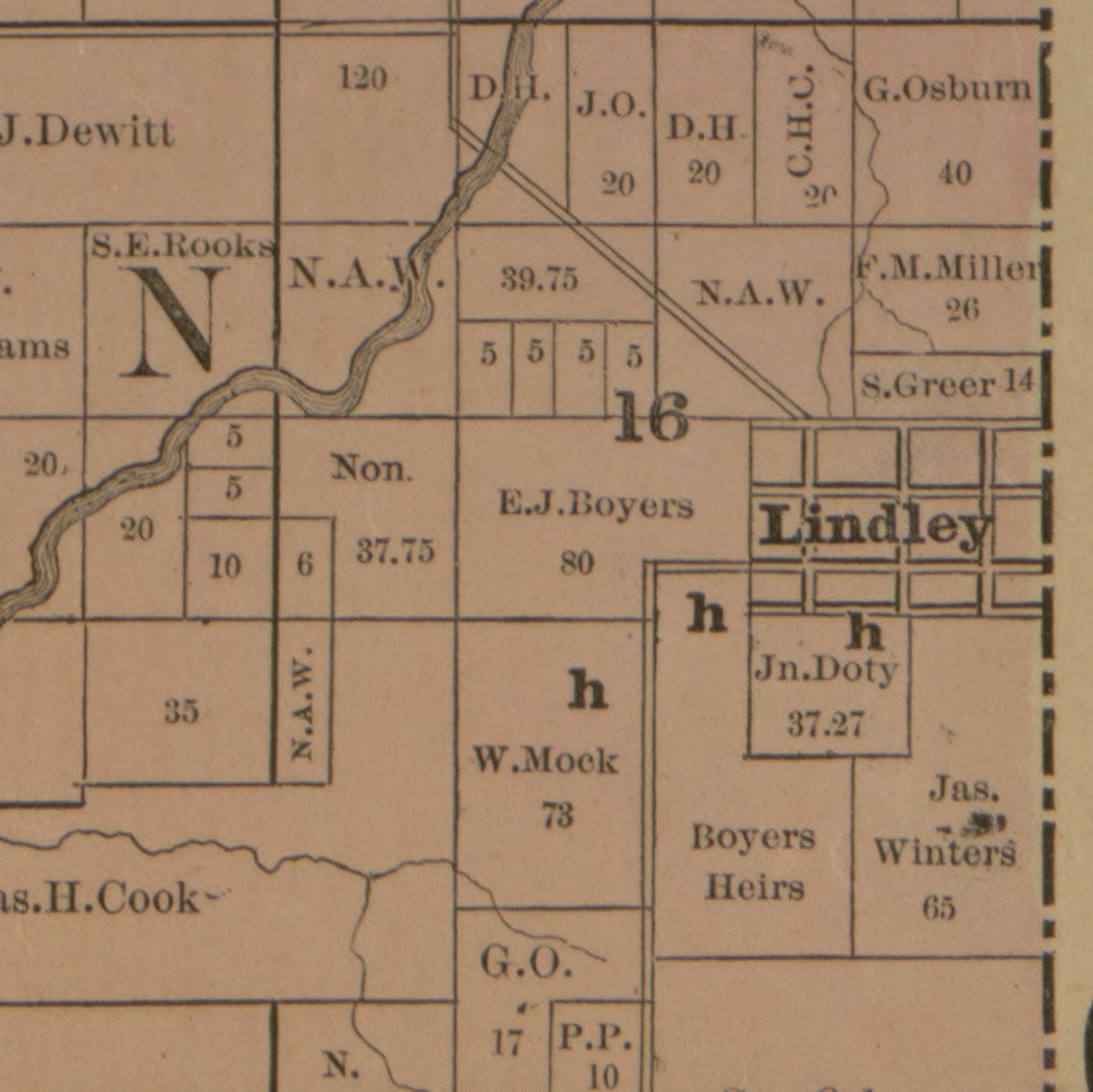 Grundy County Missouri 1890 Old Wall Map With Landowner Etsy