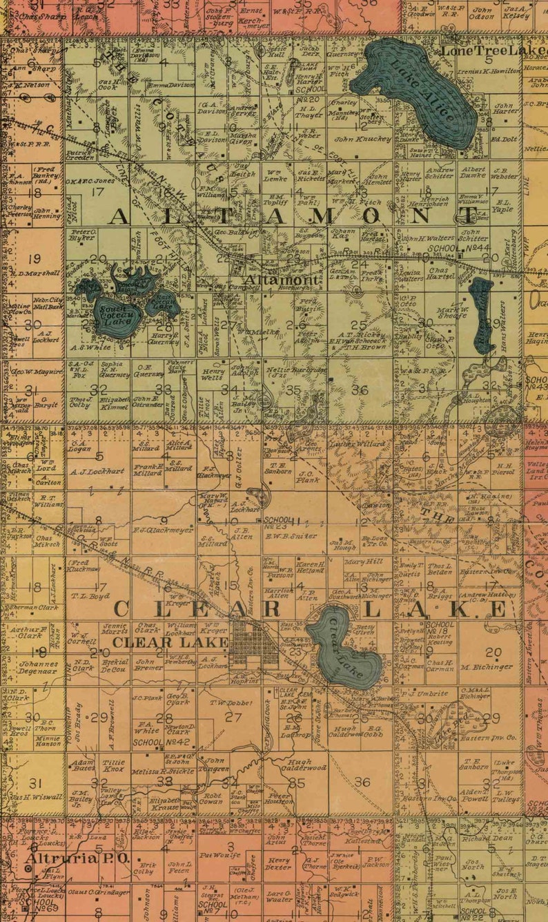 Deuel County South Dakota 1898 Old Wall Map With Landowner Etsy