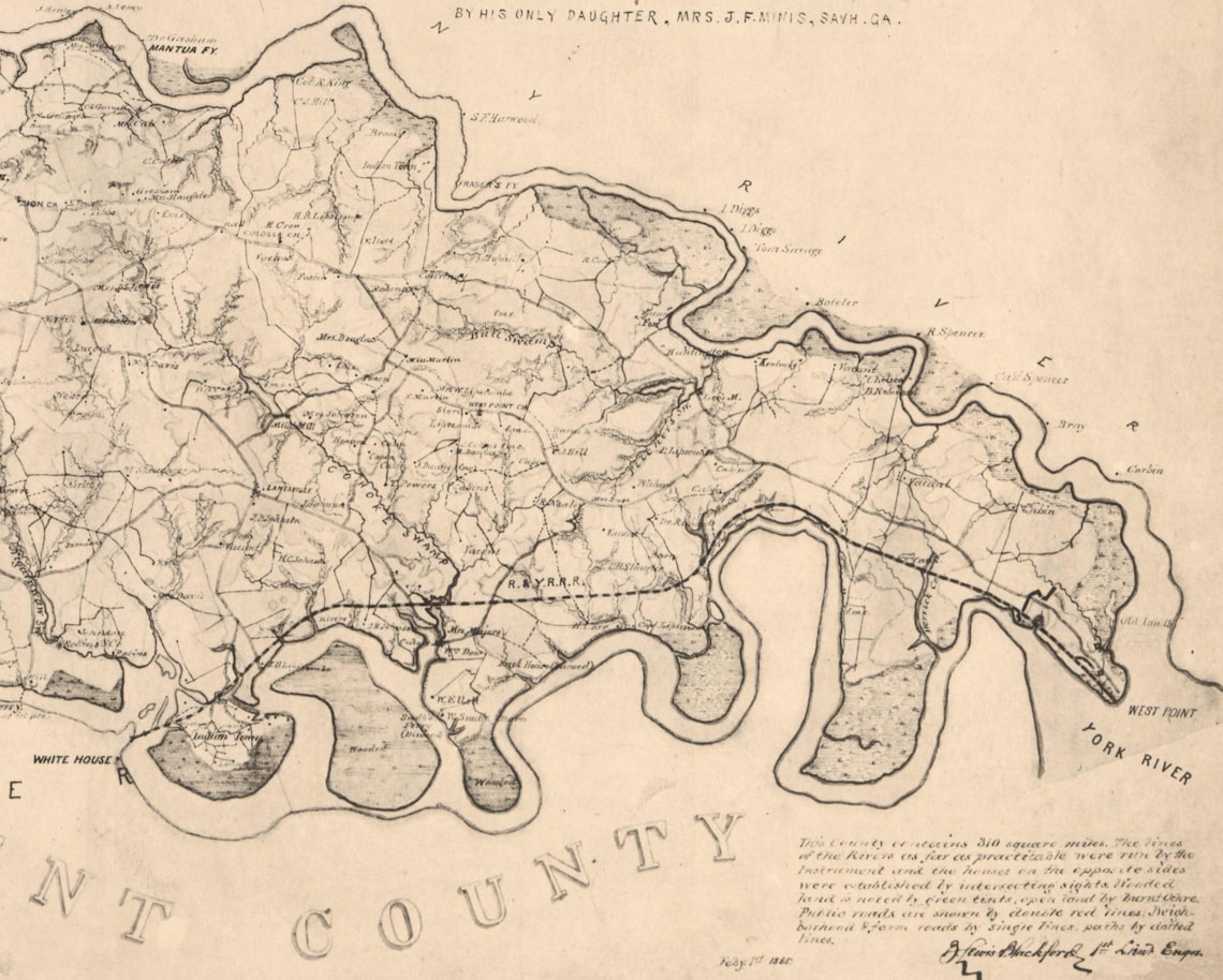 King William County Virginia 1865 Old Wall Map With Homeowners Etsy