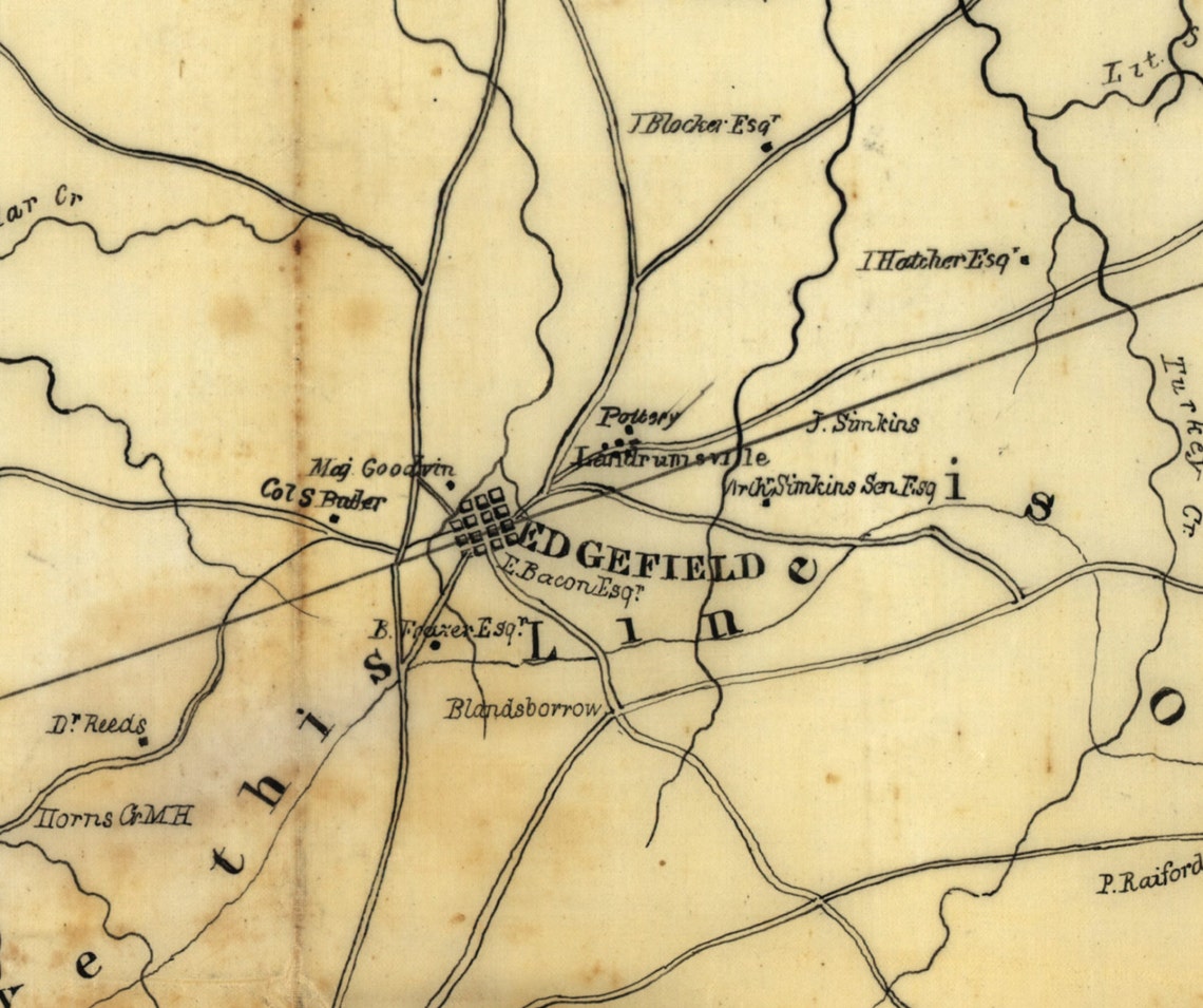 Edgefield District South Carolina 1825 County Wall Map Etsy