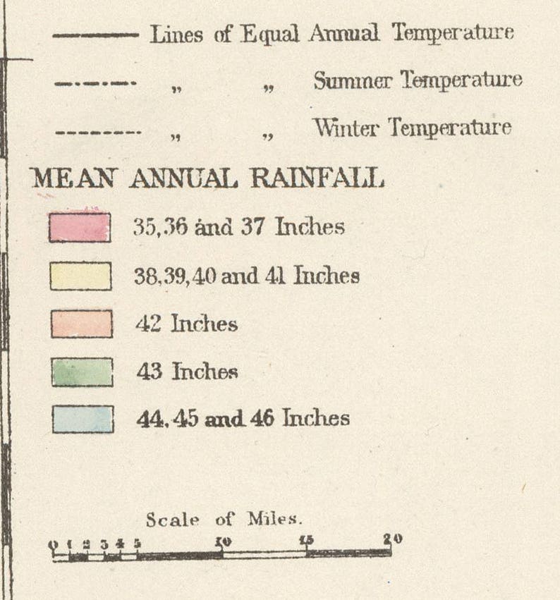 New Hampshire Climate 1877 Old Map Reprint With Annual Etsy