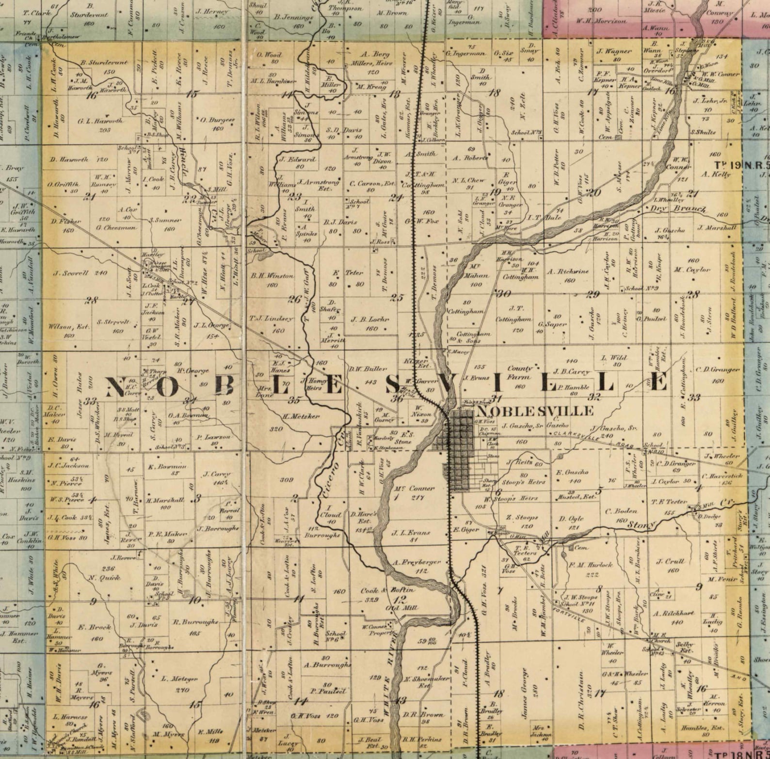 Hamilton County Indiana 1866 Old Wall Map Reprint With Etsy