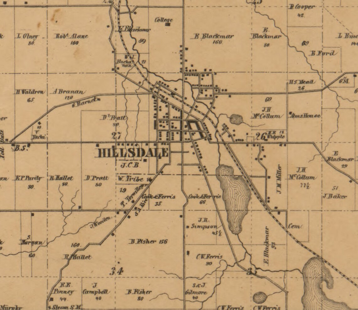 Hillsdale County Michigan 1857 Ancienne carte murale Etsy France