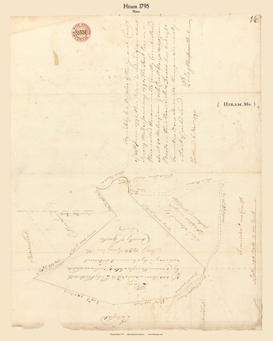 Hiram Maine 1795 Town Plan Old Roads Reprint Massachusetts Archives MA Etsy