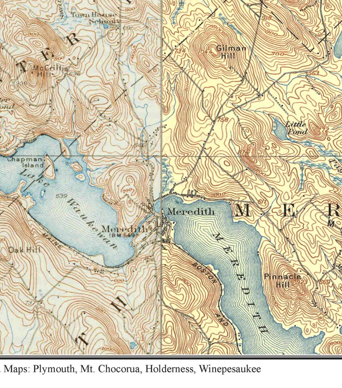 Squam Lake ca 1928 Old Topographic Map USGS Custom Etsy
