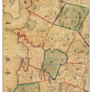Burlington  and Environs 1857 Old Town Map with Homeowner Names Vermont - Reprint Chittenden Co VT TM