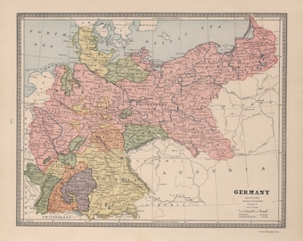 Germany 1883 Old Map - Europe