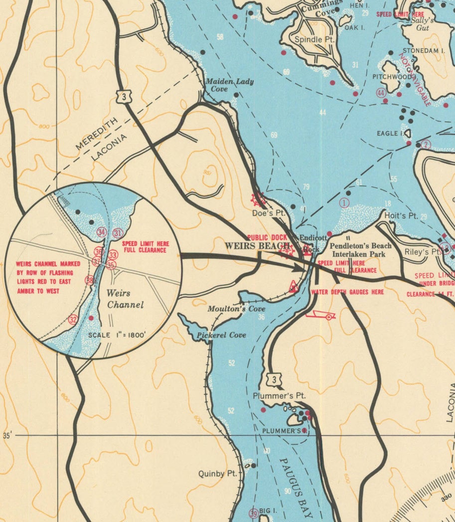 Lake Winnipesaukee 1966-67 Navigation Map Islands Coves - Etsy