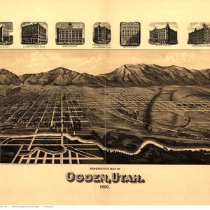 Ogden Utah 1890 Birds Eye View     Reprint