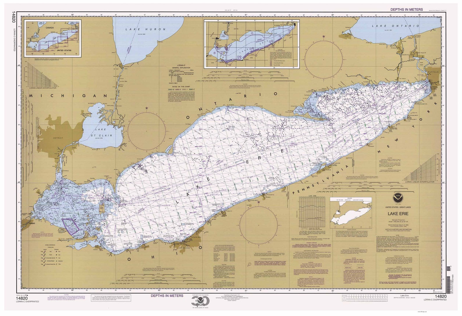 Lake Erie 2000 Nautical Map Reprint Great Lakes 003 Etsy