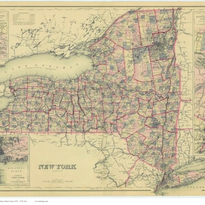 New York State 1876 Map - Reprint - Essex Co NY Atlas