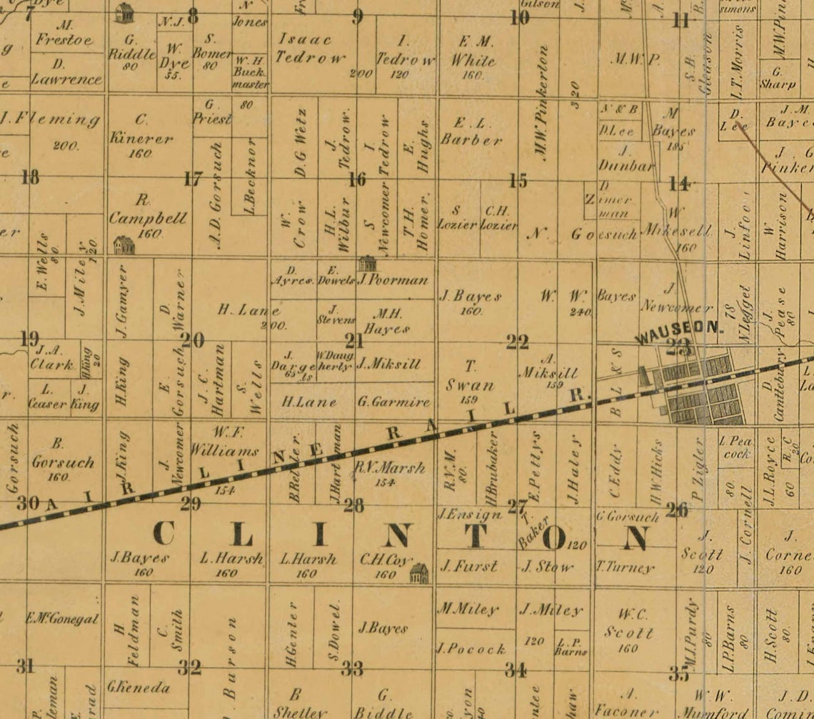 Fulton County Ohio 1850 Old Wall Map Reprint With Homeowner Etsy