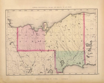 Schoolcraft County Michigan 1873 - MI Atlas 1873   #121