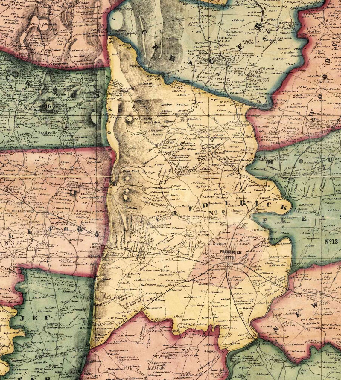 Frederick County Maryland 1858 par Isaac Bond Old Wall Map Etsy