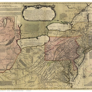 Middle British Colonies in America 1765 Map - Colonial USA Map Reprint Evans
