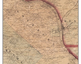 Solebury 1860 Old Town Map with Homeowner Names - Pennsylvania - Reprint Genealogy - Bucks County PA TM