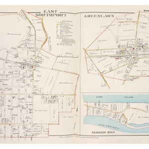 East Northport - Greenlawn 1917 - Long Island New York - Suffolk Co Atlas V1 Huntington Town Map Reprint 14 LI NY