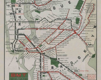 1939 Subway Map World's Fair Rapid Transit (Map Only)  Old Map - New York City Reprint -  Subway