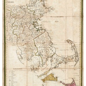 Massachusetts - Eastern Part  1801 map by Carleton  -  Old Map Custom Reprint - MA State