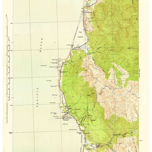 Trinidad 1945 Old Topo Map - Edited reprint of the original quad - 15x15 USGS Topographic California