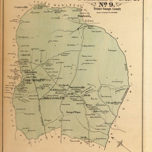 Surrats District 1879 Old Town Map - Homeowner Names Prince George Co MD - Reprint DC Area Including Montgomery Co. Atlas MD Tm