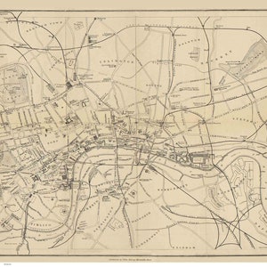 London England 1868 Old Map Reprint