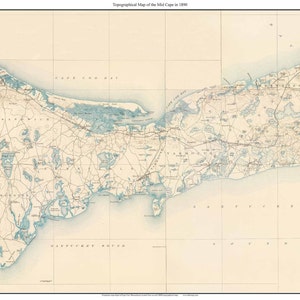 Cape Cod Regions MID CAPE 1890 Old Topographic USGS Map Massachusetts Composite Custom reprint - Barnstable Yarmouth Dennis Brewster Harwich