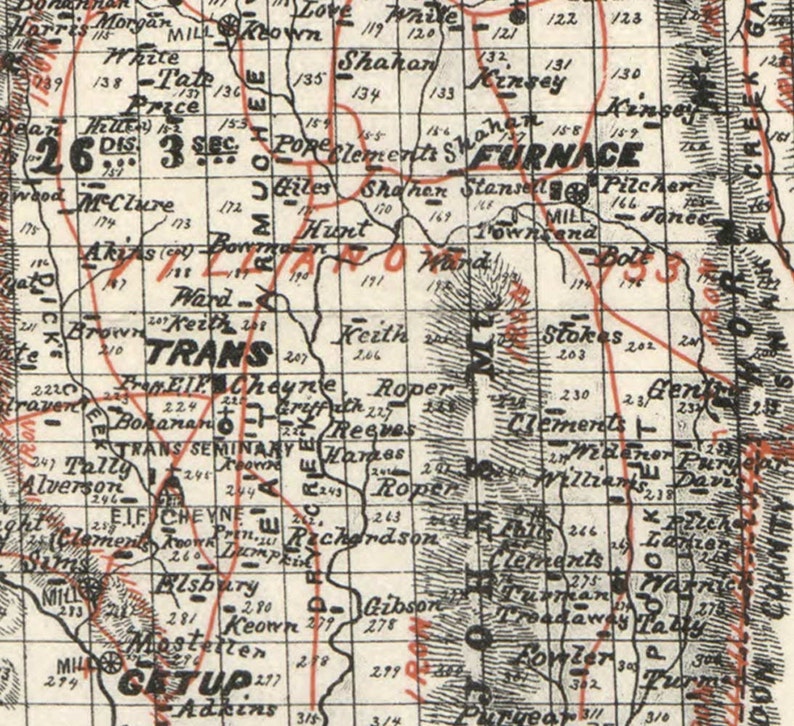 Walker County Old 1893 Map Wall Map With Homeowner Etsy
