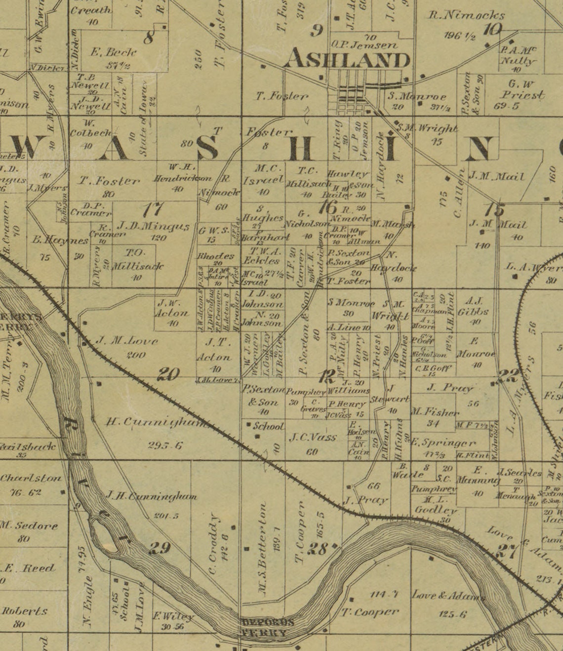 Wapello County Iowa 1870 Old Wall Map With Landowner Names Etsy