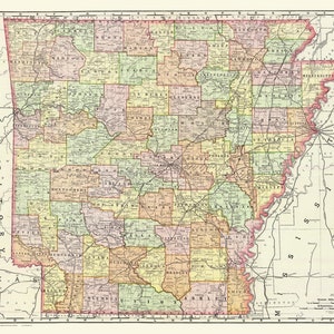 Arkansas 1897 - State Map - Old Map Reprint