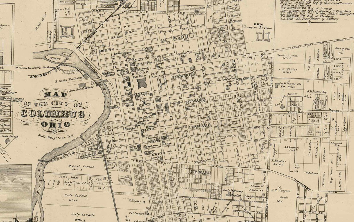Franklin County Ohio 1856 Old Wall Map Reprint With  Etsy