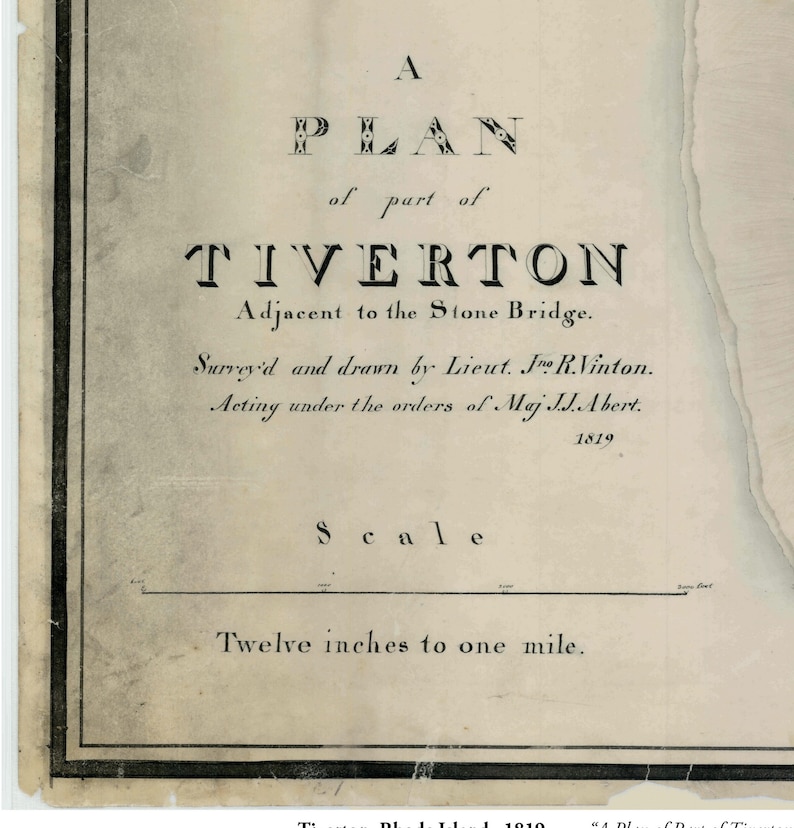 Tiverton Rhode Island 1819 Map House Locations Land Features Etsy