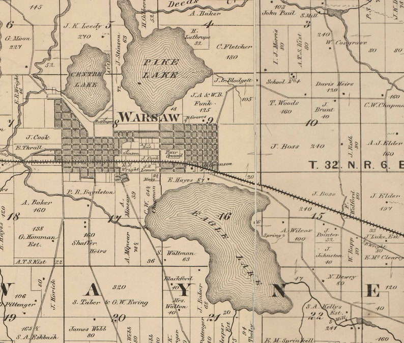 Kosciusko County Indiana 1866 Old Wall Map Reprint With Etsy