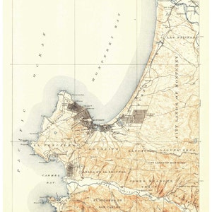 Monterey 1913 Old Topo Map - Edited reprint of the original quad - 15x15 USGS Topographic California