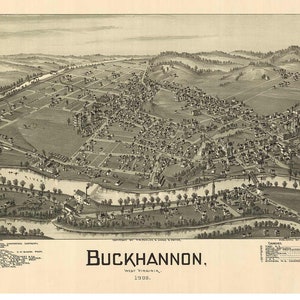 Buckhannon 1900 West Virginia  Birds Eye View  Reprint WV
