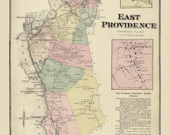 Map Of East Providence Ri East Providence Ri | Etsy