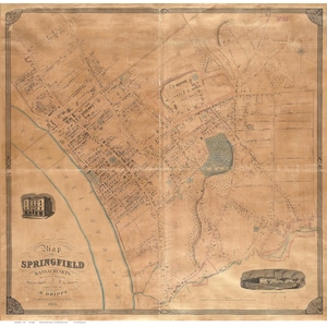 Springfield Massachusetts 1851 Dripps - Old Town Map Reprint - Homeowner Names - Cities Other