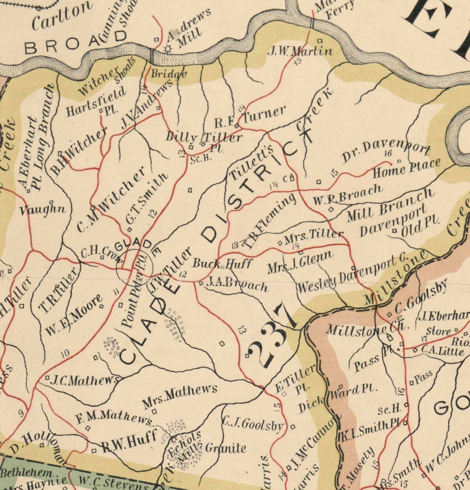 Oglethorpe County Old 1894 Map Wall Map With Etsy