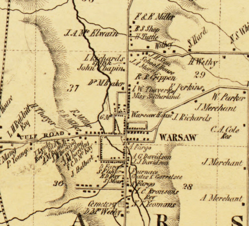 Wyoming County New York 1853 Old Wall Map Reprint with Etsy